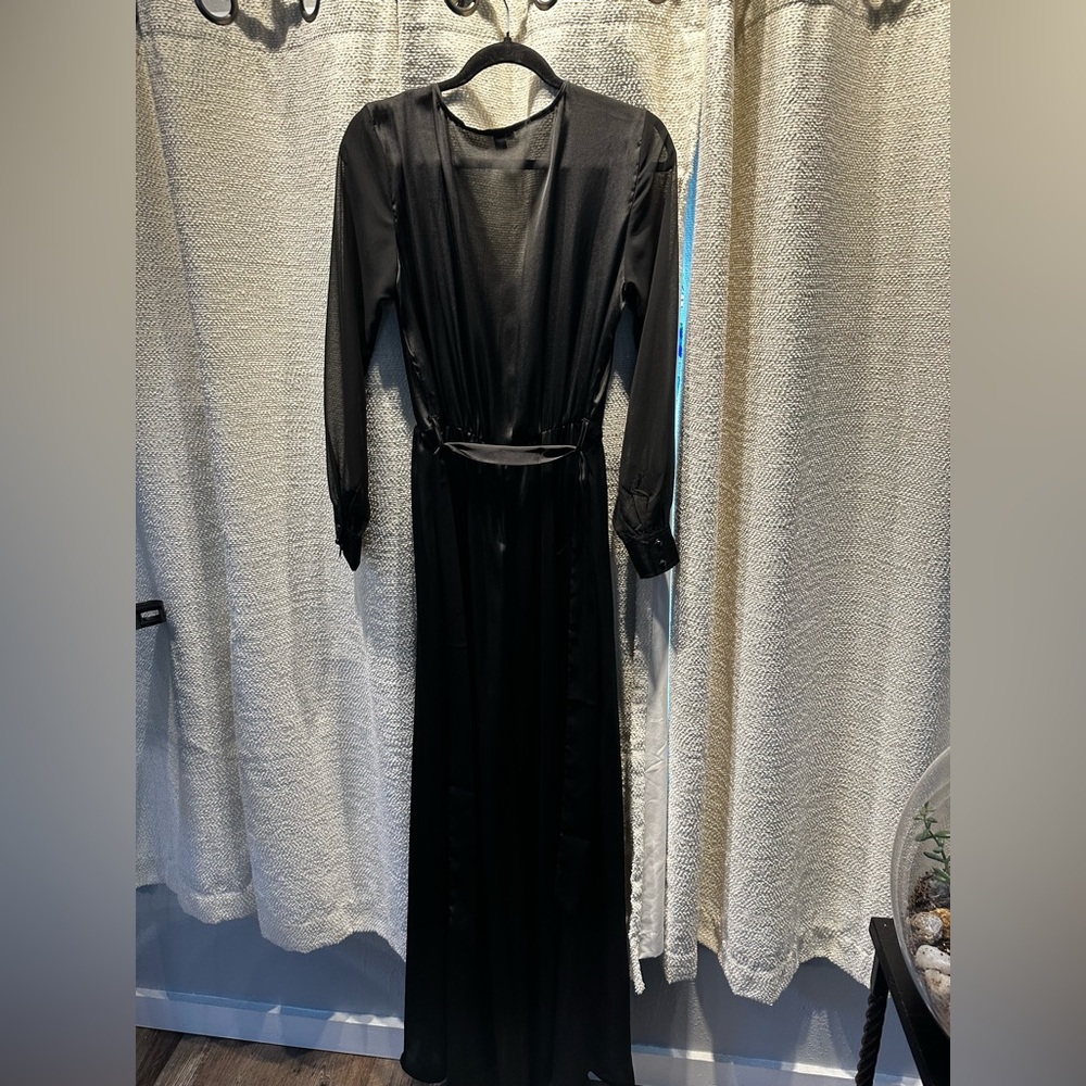 Bndl 4 for $10!!! L MISS NWOT Black Thigh Slit Maxi Dress Robe/Lingerie - Picture 3 of 5